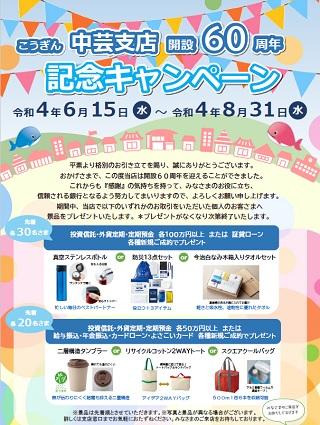 高知銀行中芸支店開設60周年記念キャンペーン