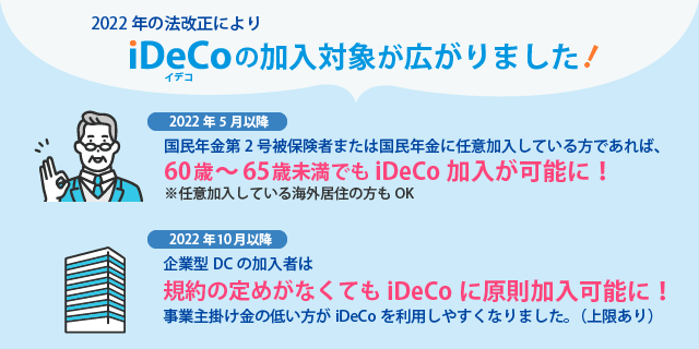 2022年法改正により、iDeCoの加入対象が広がりました！