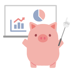 指さし棒を持った豚のマスコット/セミナー案内