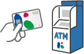 キャッシュカードとATMのイラスト