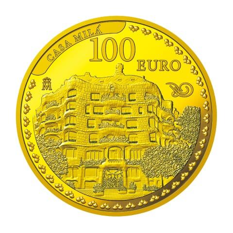 D. 100ユーロ金貨〈カサ・ミラ〉（裏面）