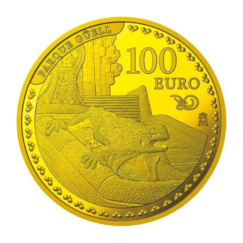 C. 100ユーロ金貨〈グエル公園〉（裏面）