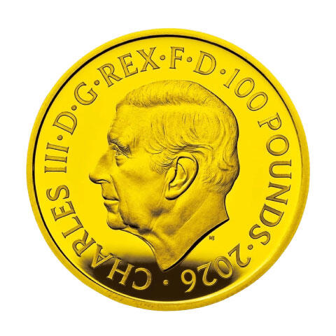 英国100ポンド金貨（表面）
