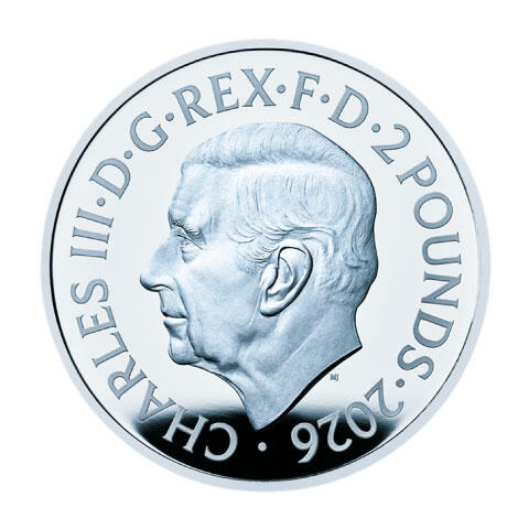 英国2ポンド銀貨（表面）