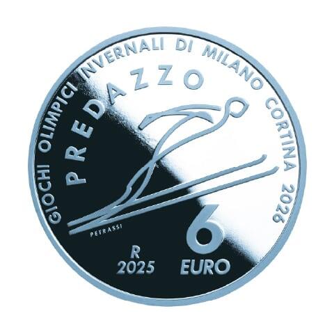 6ユーロ銀貨 裏面＜スキージャンプ＞