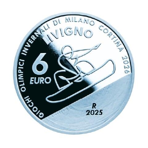 6ユーロ銀貨 裏面＜スノーボード＞