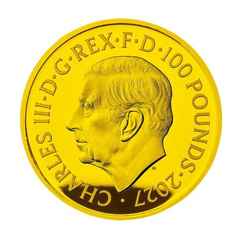 英国100ポンド金貨（表面）