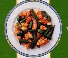 オクラとエビの炒めもの