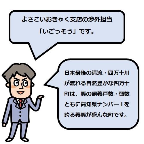 この地域の「窪川養豚協会」に加盟する生産者が育てた麦豚、米豚、エコ豚は