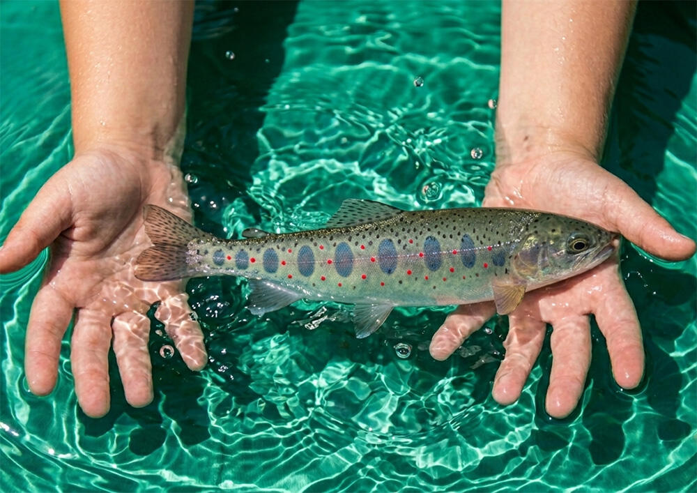 アメゴをつかみ取りした様子のイメージ写真