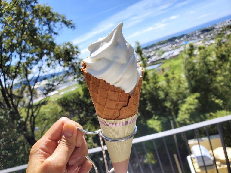 地元の牧場で採れたミルクを使用した濃厚なソフトクリーム