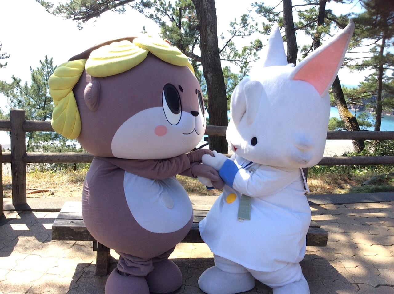 こーにゃんはしんじょう君と仲良し