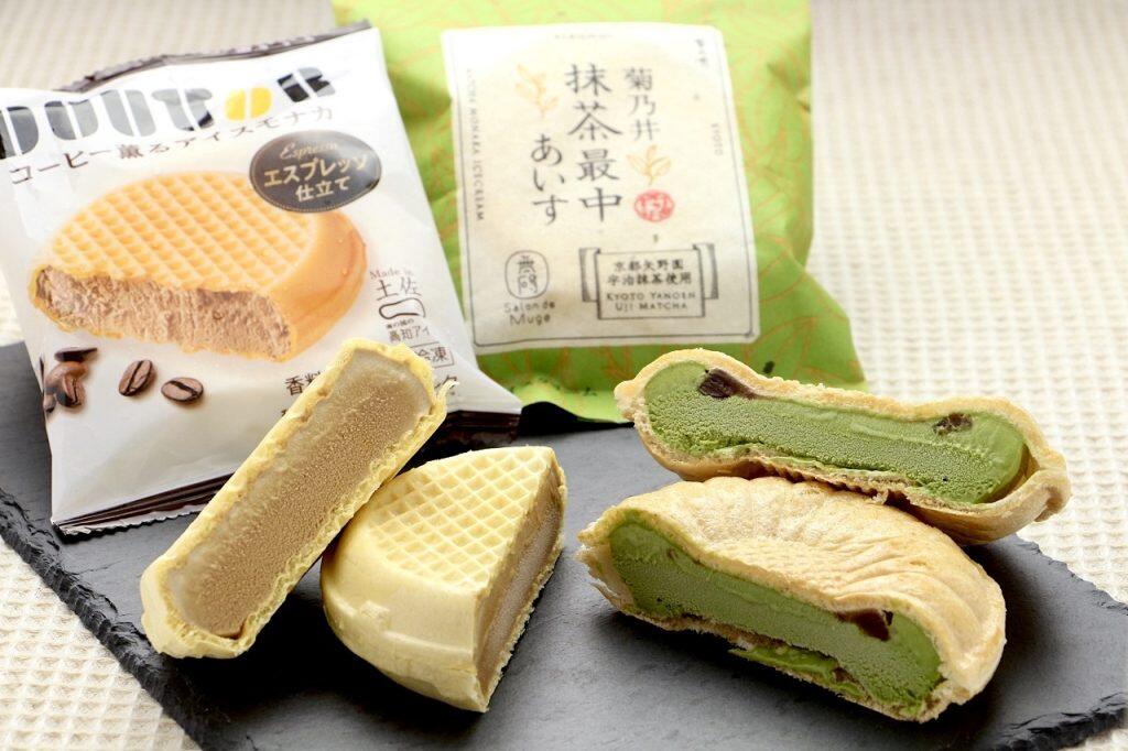 ドトールコーヒーとコラボレーションした「コーヒー薫るアイスモナカ」や、京都の老舗料亭・菊乃井が監修した「菊乃井最中」などのコラボ最中