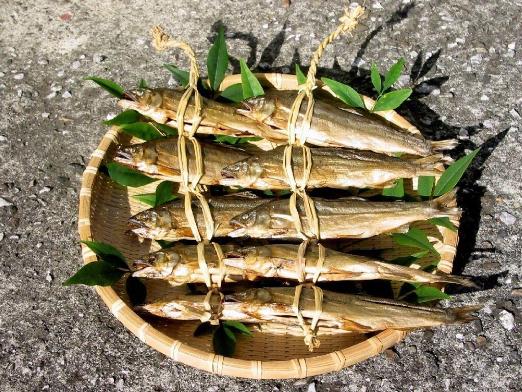 焼缶による炭火で鮎をじっくり焼き上げた、四万十町大正地域に古くから伝わる『焼鮎』。