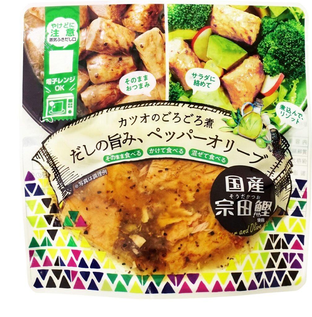 「だしの旨み、ペッパーオリーブ」のイタリアン風味なソウダガツオ