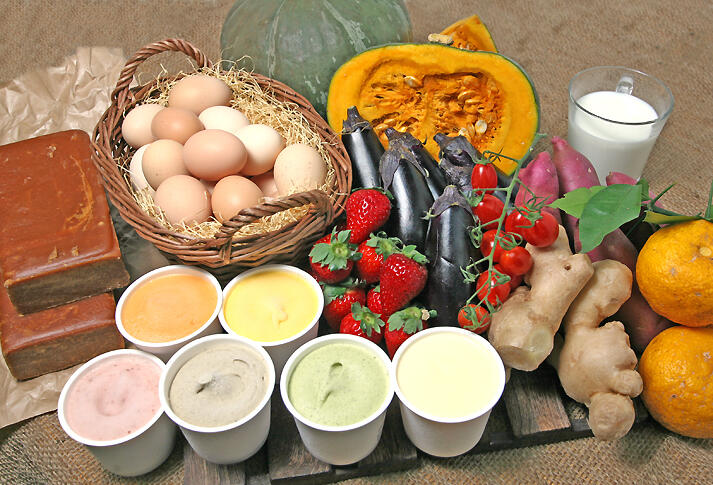 「安芸グループふぁーむ」のアイスは地元の野菜や特産品などたっぷり使用し、おいしさをギュッととじこめた贅沢な逸品