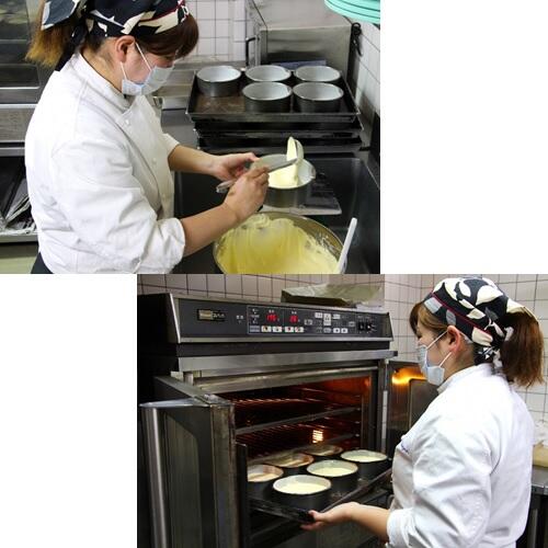 チーズケーキに使用する材料は、クリームチーズ、卵、バター、砂糖の4つだけ。卵は、梼原町の大自然で育ったニワトリの卵のみを使用。季節や温度により、生地の混ぜ時間を変えたり、生地の具合を見ながら卵を少しずつ加えたりすることで、常に同じ美味しさに仕上げているそうですよ。