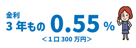 金利3年もの0.55％＜１口300万円＞